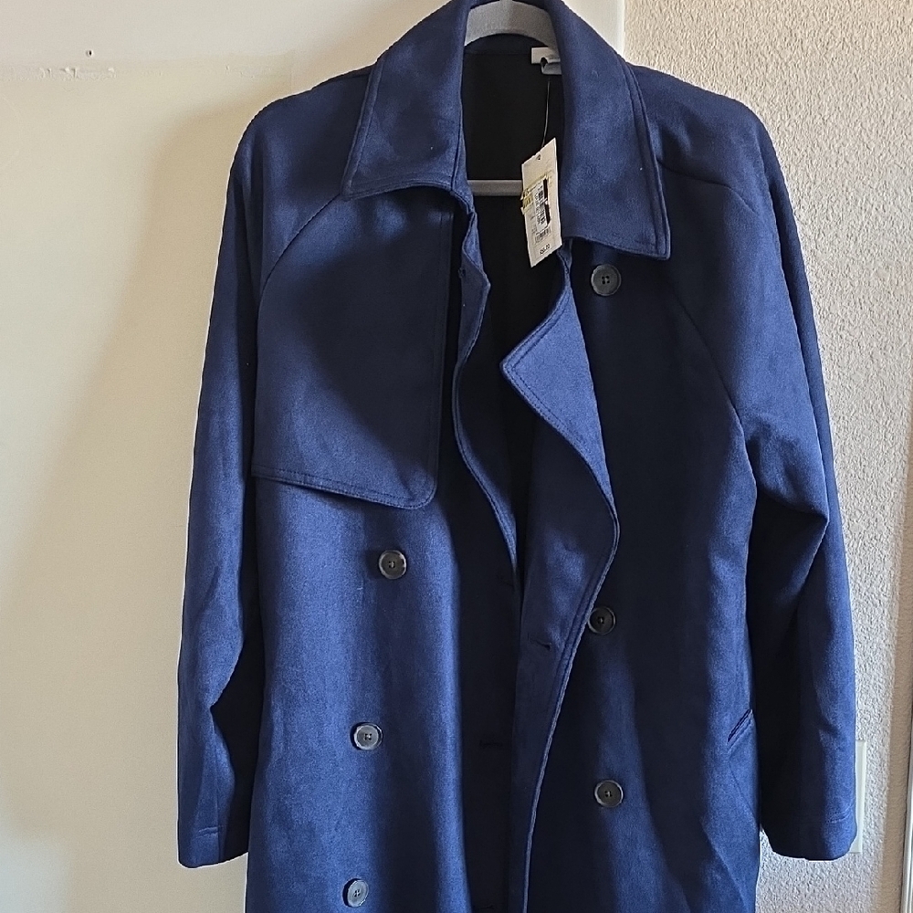 A New Day Faux Suede Trench • Navy - Picture 5 of 9